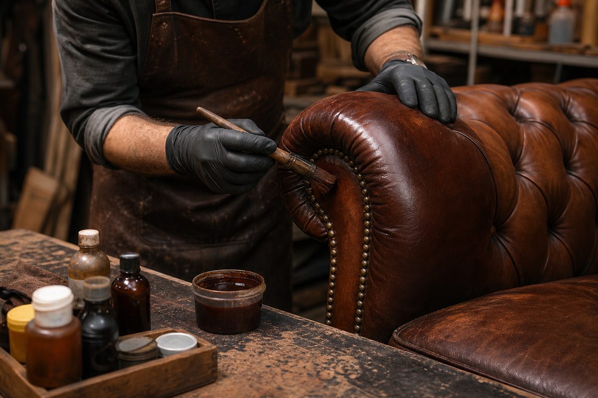 Expert upholstery craftsman at Rahn's Furniture Restoration